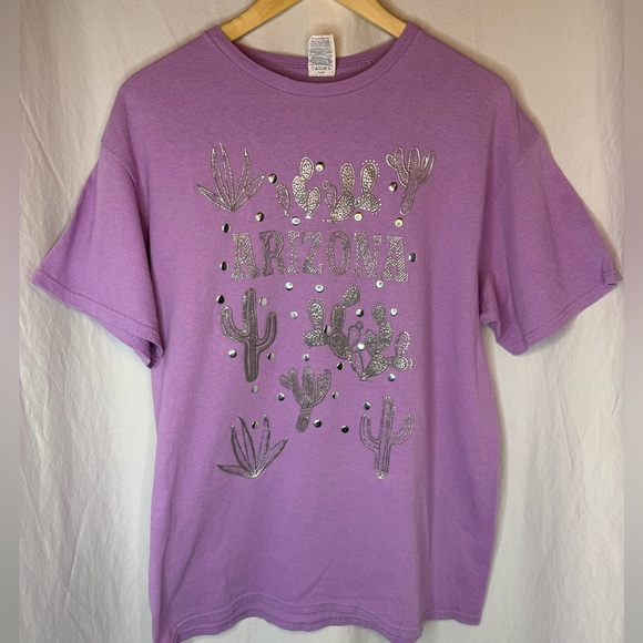 VNTG Metallic Cactus Gemstone Arizona Purple Shirt Size Large - Picture 3 of 7